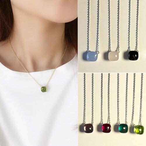 Top Quality Rose Gold Silver Plated Chain Setting 22 Colors Style Original Crystal Stone Waterdrop Pendant Necklace For Women