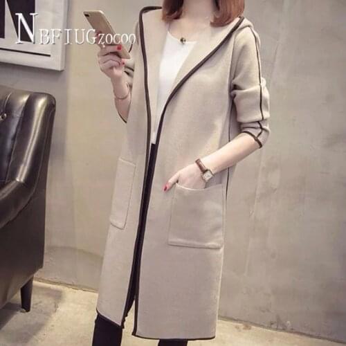 2020 Autumn New Hooded Women Woolen Coat Long Style Korean Easy To Match Female Overcoat