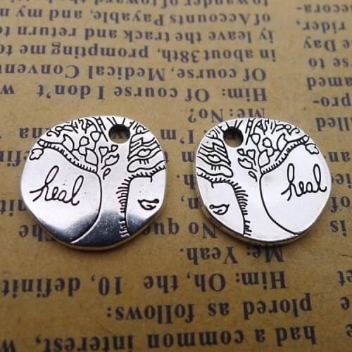 10 pieces/lot 16*16mm Antique silver color Metal Life tree charm Necklace Pendant Bracelet Key chain DIY handmade accessory