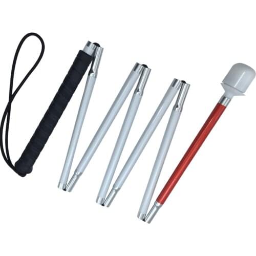 125cm, 130cm, 135cm, 140cm,145cm,150cm,155cm, Aluminum White Cane with Black Handle for the blind (folds down 7 sections)