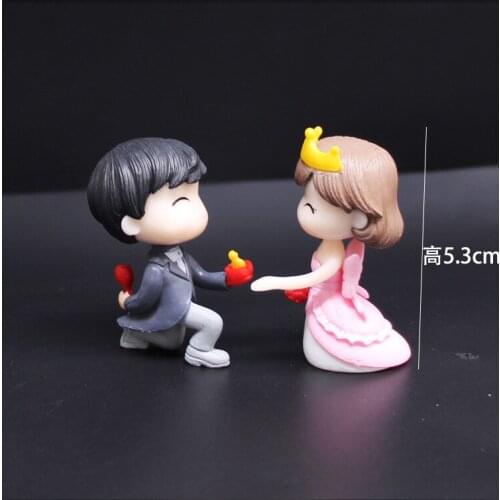 2pcs/set Lovers Romantic Couple Figurine Wedding Miniatures Bride Groom Terrarium & Fairy Garden Decor Home Decor Ornament