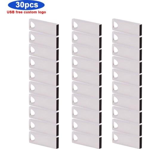 30pcs logo free metal USB Flash Drive USB 2.0 Pendrive 4GB 8GB 128GB 64GB 32GB 16GB Pen Drive Stick Disk Memory Flash drive for