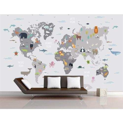 Beibehang Custom wallpaper Hand drawn cartoon geometric animal living room bedroom children room background 3d wallpaper murals