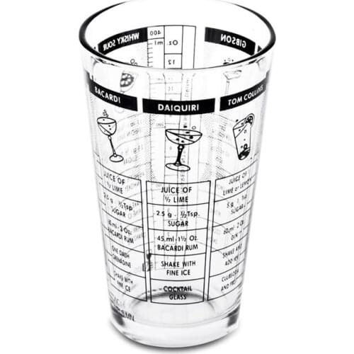 500ml Glass Recipe Mixing Shake Cup with Measurement Boston Shaker Drink Martini Mixer Bartender Bottle Wine Beer KTV Bar Tools