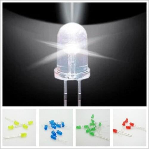 5000pcs/lot 5 Colors F5 5MM Round Yellow White Red Green Blue Each 1000pcs Diffused Round DIP Diode LED Lamp Light
