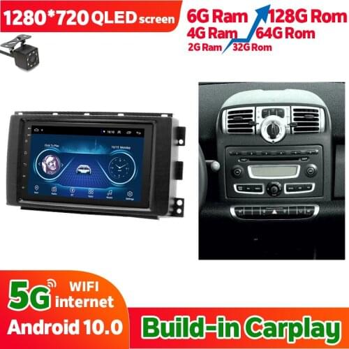 6GB Ram 128GB Rom 2Din Car Radio Stereo For Smart Fortwo (br451) 2007-2010 Android 10 Multimedia Player GPS Navigation Head Unit