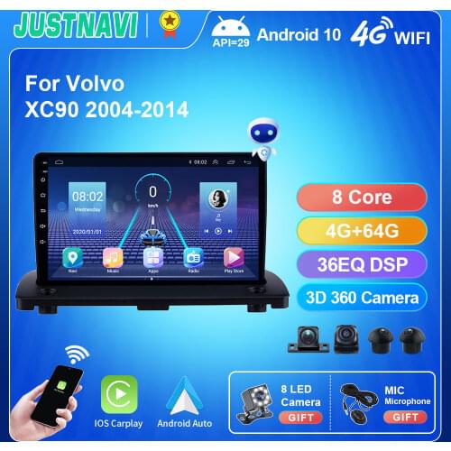4G 64G Newest Android 9.0 Car Multimedia Player Auto Radio For Volvo XC90 2004-2014 GPS Navigation Carplay DSP 2 Din IPS Screen