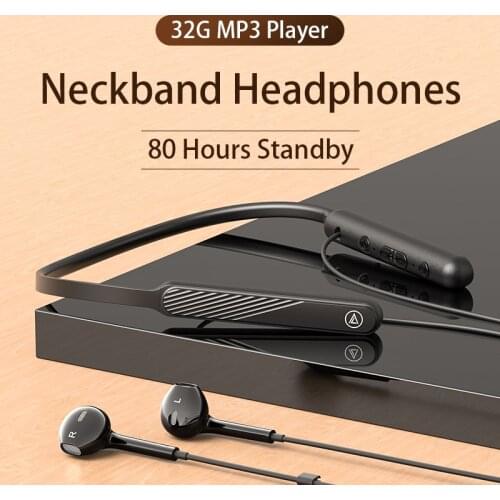 Wireless Bluetooth Headset Neckband Headphones Sports Earphone 32G MP3 Music Player 80 Hours Standby With Mic For Xiaomi Huawei