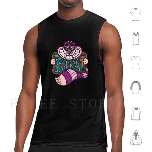 Mad Tiki Tank Tops Vest Sleeveless Cat Cats Alice In Lewis Carroll Literary Cheshire Alice Tiki
