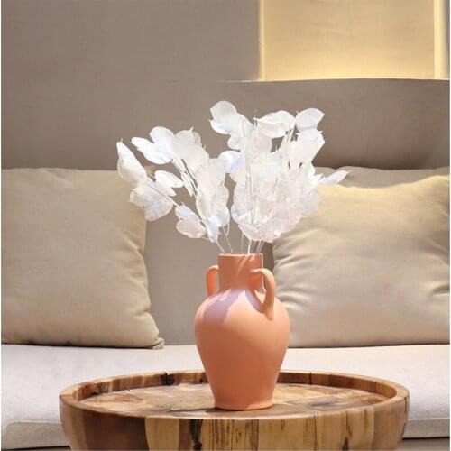 Binaural Ceramic Round Belly Vase Desktop Decoration Living Room Art Dried Flower Flower Arrangement Accessories Home Decoration