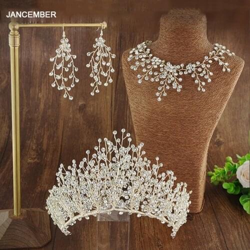 C001 Three-Piece Set Bridal Crown Rhinestone Crown Wedding Party Dual-Use Wedding Accessories For Women Coroa De Noiva