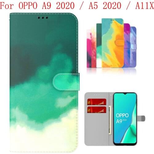 Sunjolly Case for OPPO A9 2020 A5 2020 A11X Wallet Stand Flip PU Phone Case Cover coque capa Case Cover