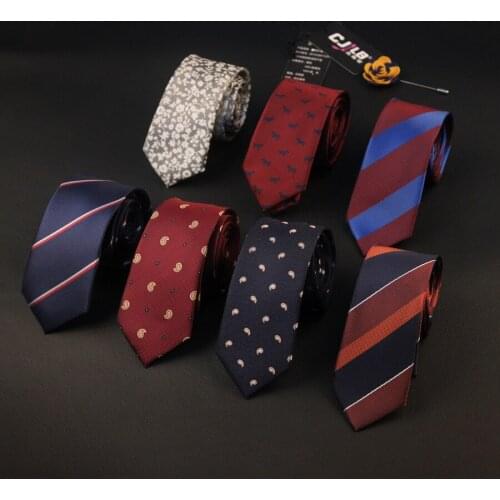 Business polyester silk necktie skinny narrow 6cm gravatas jacquard ties for men designers fashion wedding print 10pcs/lot