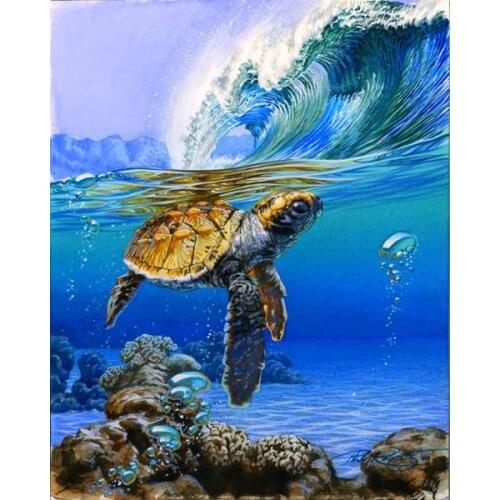 DIY Digital Painting By Numbers Package Sea turtle oil painting mural Kits Coloring Wall Art Picture Gift frameless