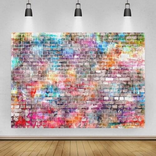 Lively Light-colored Multicolored Brick Wall Portrait Photo Background Photographic Vinyl Backdrop Photocall Studio Booth Props