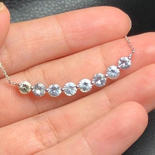 Fine Jewelry Real 14K White Gold AU750 Natural White Sapphire Gemstones 3.05ct Pendants for Women Fine Necklace