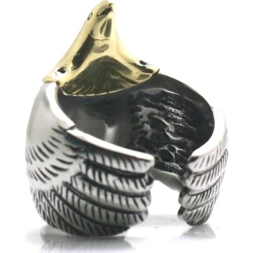 Mans 316L Stainless Steel Cool Biker Rider Eagle Ring For Gift