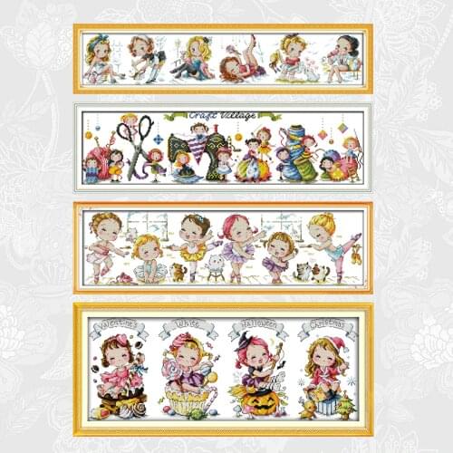 The Special Festival Painting Counted Printed on Canvas Cross Stitch kits Cartoon Series Craft Village Embroidery Needlework