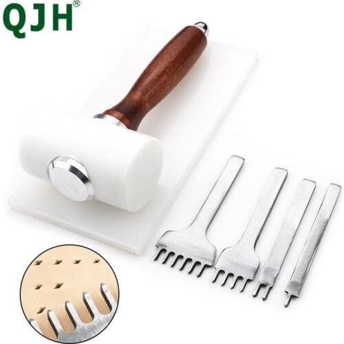 3/4/5/6mm Tool Kit Spacing Punch Tool For Leather Hole Punches Tool Lacing Stitching Sewing DIY Leather Craft Tools 1/2/4/6 Pron