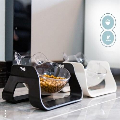 Non-slip Cat Bowl With Raised Stand 15 Degree Adjustable Pet Feeder Kitten Drinking Water Feeding Food Single Bowls Dish