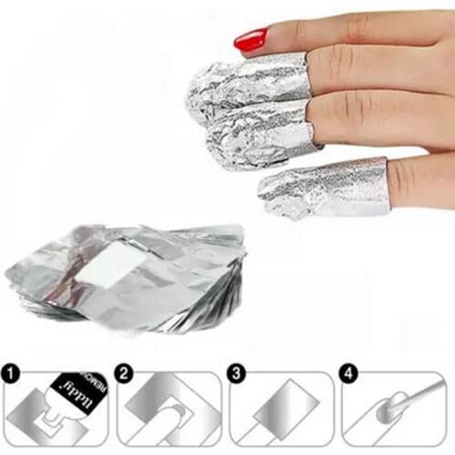 New 100pcs Aluminum Foil Nail Art Soak Off Acrylic Gel Polish Nail Wraps Remover Clean Nail Tool