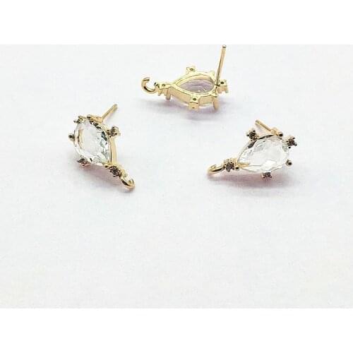 New arrival! 17x10mm 50pcs Copper/Crystal Drop shape Earrings Stud for Earrings Making/DIY parts,Jewelry Finding & Component