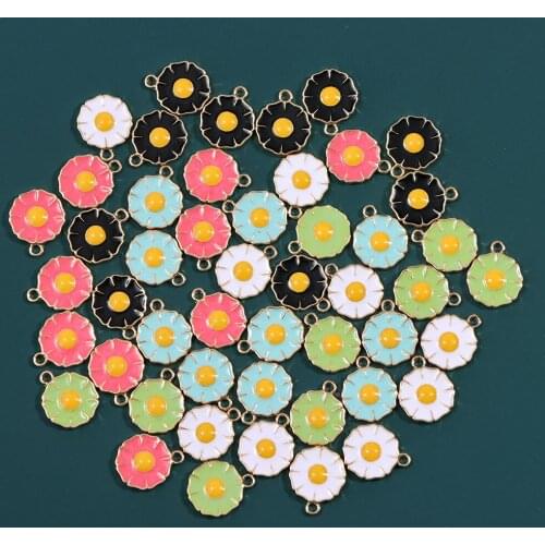 New Multicolor Enamel Daisy Charms Pendant Glazed Cute Flower Plant Pendants Bulk For DIY Earrings Handmade Jewelry Accessories