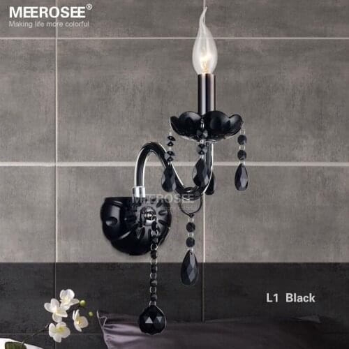 Wholesale High Quality Crystal Wall sconces Fancy Glass Wall light fitting Black crystal Wall lamp for Bedroom 100% Guaranteed