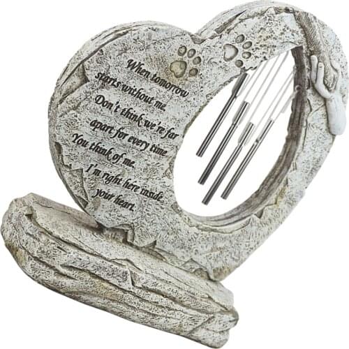 Pet Dog Cat Memorial Stone Grave Tombstone With Wind Chimes Embellishment Memorial Stone Tombstone With Wind Chimes Pet Supplies