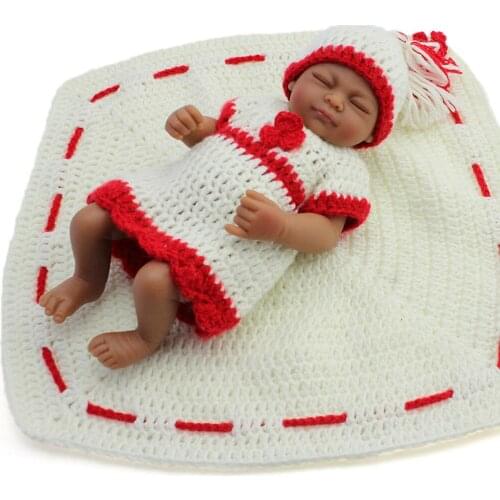 Simulation Full Rubber Reborn Baby Doll with Closed Eyes and Black Skin for Kids Birthday Gift Bathing Sleeping Companion Doll