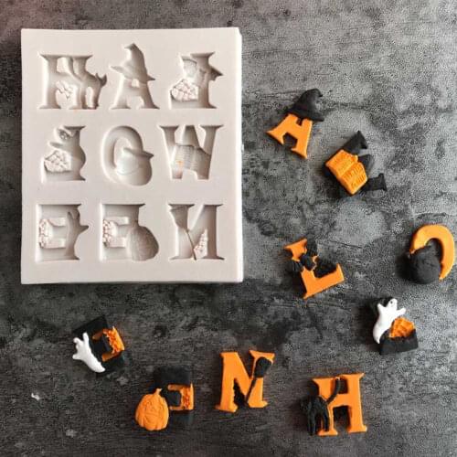 Halloween 3D English Alphabet Silicone Mold Handmade Cake Cookie Fondant DIY Decoration Maker Home Kitchen Baking Accessories