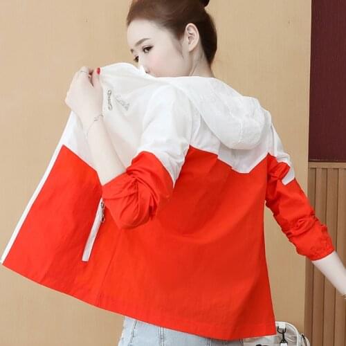 Hooded Stitch Sun Protection WomenS Clothes Spring Summer Zipper Baseball Cardigan Jacket Windbreaker Coat Vetement Femme 2021