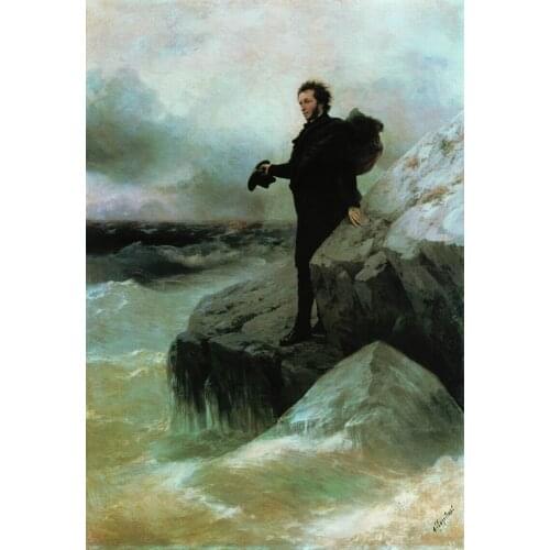 TOP ART # Russian poet, playwright, and novelist of the Romantic Alexander Pushkin PRINT painting Pushkins Farewell to the sea