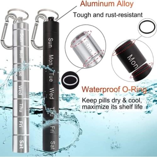 Outdoor Portable Aluminum Alloy Waterproof Pill Case Bottle Cache Drug Holder Medicine Box Pocket Container Keychain