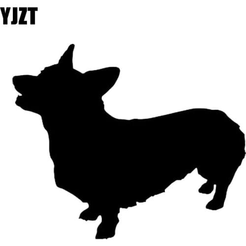 YJZT 12.4*10.4CM Corgi Dog Funny Animal Window Stickers Classic Cartoon Motorcycle Decorative Decals C6-1762