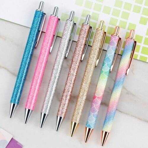 1Pcs New Flash Crystal Pen Metal Pendant Ballpoint Pen Bullet 1.0mm Nib BLACK Refill Superior Office Writing Pen Stationery