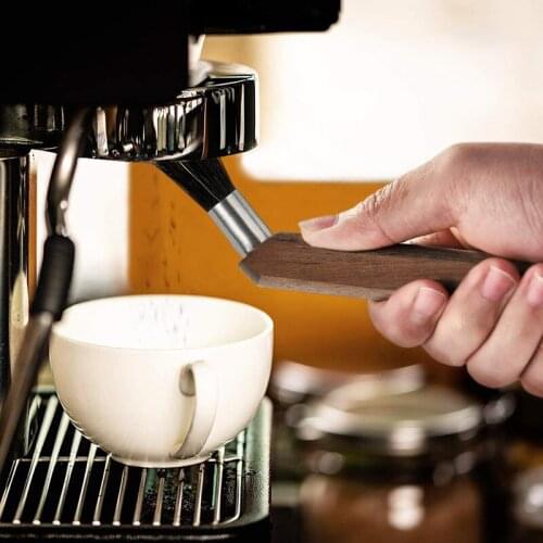 1 Pcs Coffee Grinder Cleaning Brush Boar Bristles Walnut Wood Handle with Hanging Belt xqmg Coffee Grinder Brushes Coffeeware