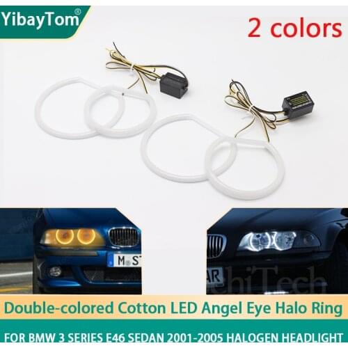 131mm+146mm SMD Cotton LED Angel Eye Halo Ring Kit For for BMW 3 series E46 sedan 2001-2005 Halogen Headlight without Projector