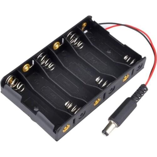 300pcs/lot MasterFire 6 x AA ABS Plastic Batteries Storage Box Case Cover Battery Holder With DC2.1 Power Jack For Arduino