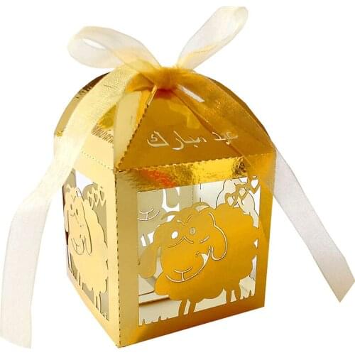 50Pcs Sheep Eid Mubarak Favors Candy Boxes Lace Ramadan Kareem Gift Boxes Islamic Muslim Happy al-Fitr Eid Event Party Supplies