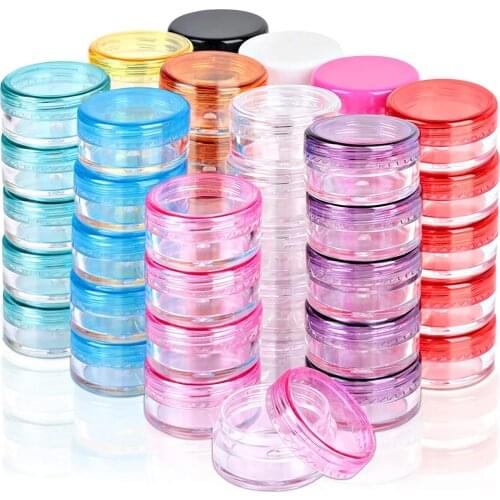 50Pcs Sample Container 5G Empty Plastic Cosmetic Container Pot Jars for Eye Shadow Nails Powder Jewelry Cosmetic Lip Balm