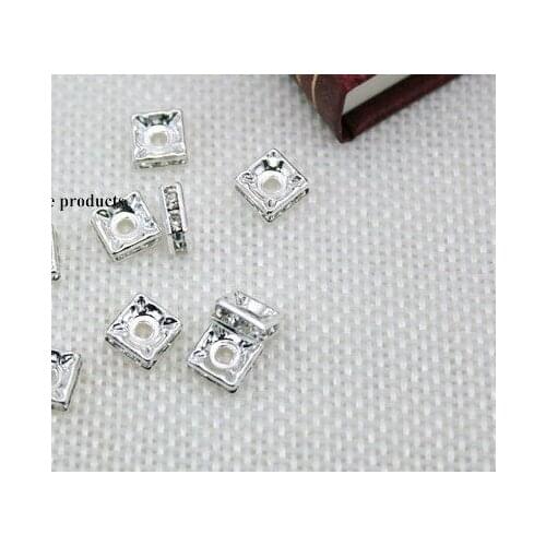 6mm 20pcs/lot Square silver spacer Loose Bead Spacer Beads Connectors for DIY Jewelry Making bracelet dg4s
