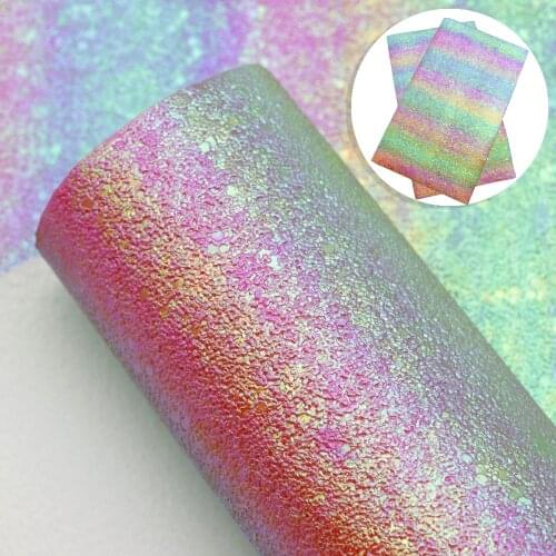 David accessories 20*33cm Rainbow Metal Chunky Glitter Sequins Faux Synthetic Leather Fabric DIY Handmade Materials,1Yc11695