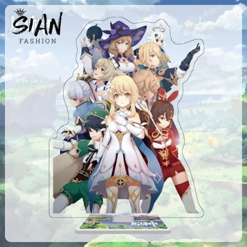 Anime Genshin Impact Diluc Venti Klee Keqing Qiqi Acrylic Figure Stand Model Plate Desk Standing Sign Decor Jewelry Wholesale