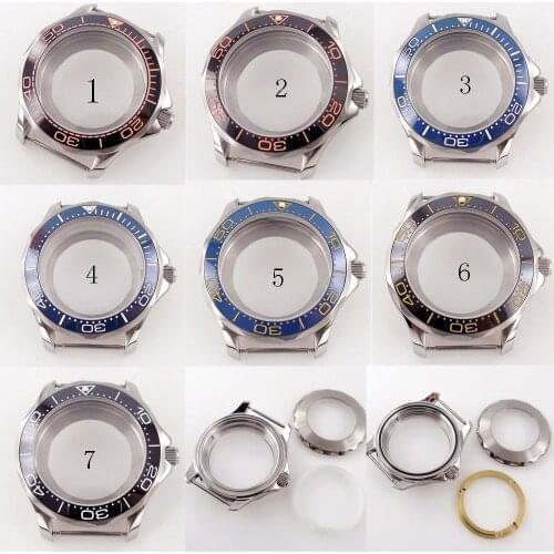 41mm Corgeut Stainless Steel Case For NH35A NH36A MIYOTA 8215 ETA 2836 DG Movement Sapphire Glass Clear Back Ceramic Insert