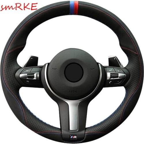 Black Suede Leather Car Steering Wheel Cover for BMW F87 M2 F80 M3 F82 M4 M5 F12 F13 M6 F85 X5 M F86 X6 M F33 F30