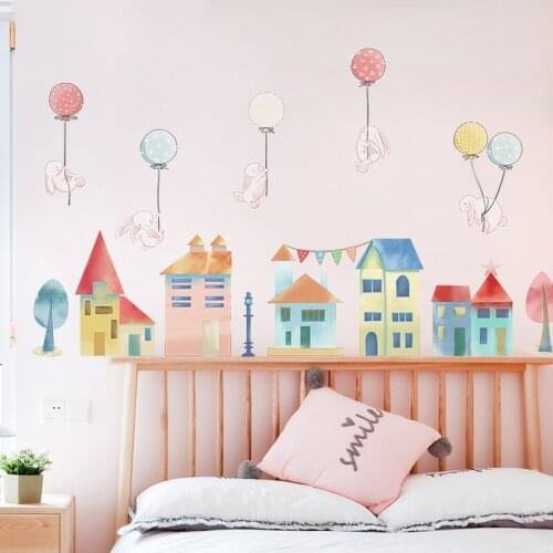Color House Wall Stickers for Kids Room Nursery Cartoon Sticker Home Decor Bedroom Living Room Wall Decoration Art Decals Mural