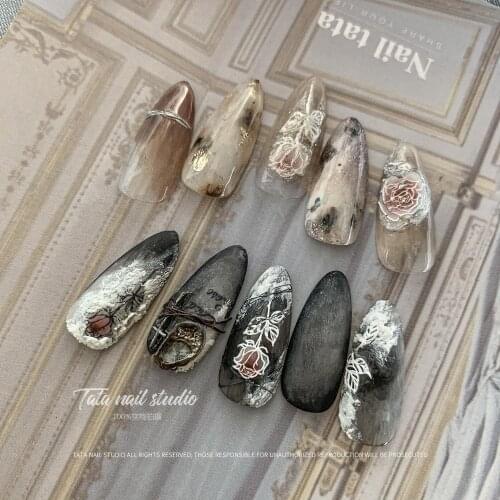 Haemophilus Rose Nail Stickers Foil For Manicure 3D Relief Gothic Nails Art Accesoires Butterfly Nail Decoration Sticker Decal