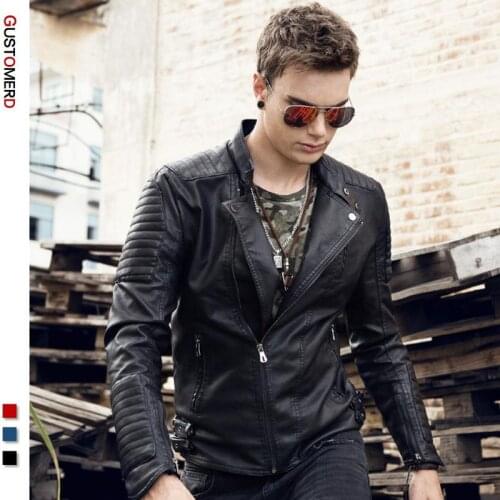 GustOmerD Men's Faux Leather Jackets