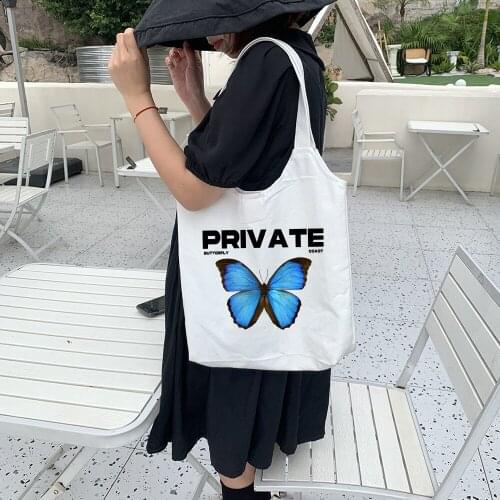 Gothic Butterfly Canvas Bag Tote Print Casual Fashion Punk Vintage Female Harajuku Ulzzang Shoulder Bags Shopper Large Capacity